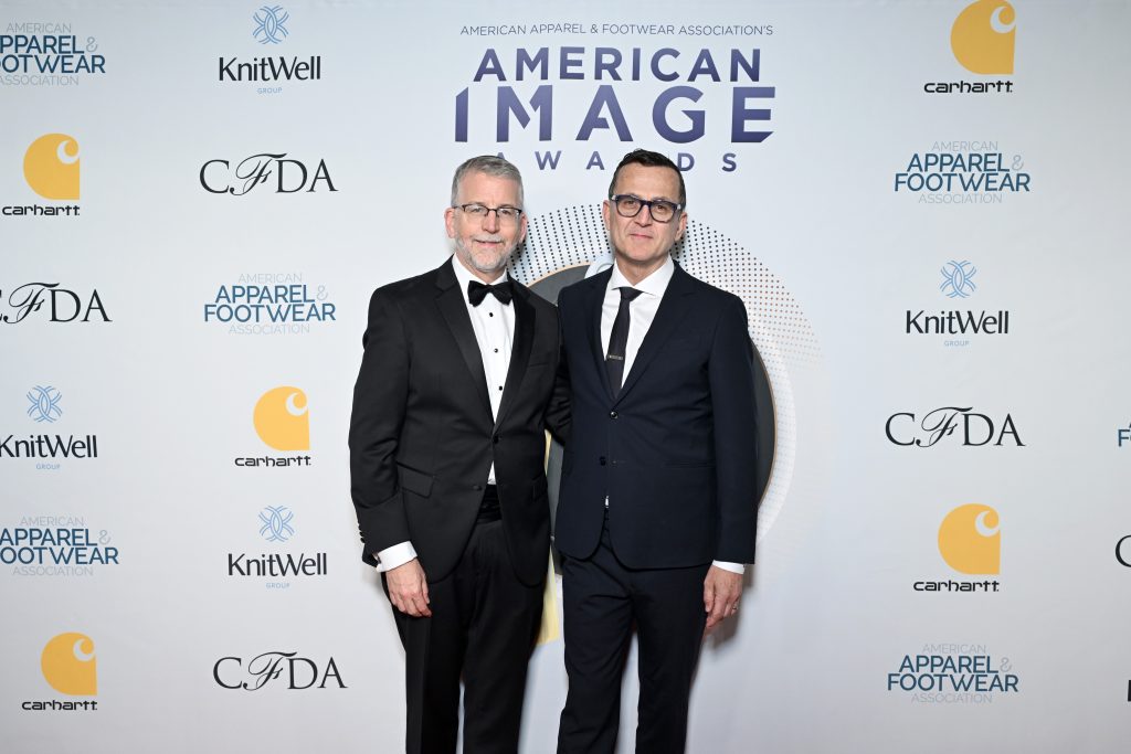 NEW YORK, NEW YORK - APRIL 16: (L-R) Stephen Lamar, AAFA President and CEO and Steven Kolb, CEO of CFDA attend AAFA American Image Awards 2024 at Gotham Hall on April 16, 2024 in New York City. (Photo by Slaven Vlasic/Getty Images for AAFA American Image Awards)