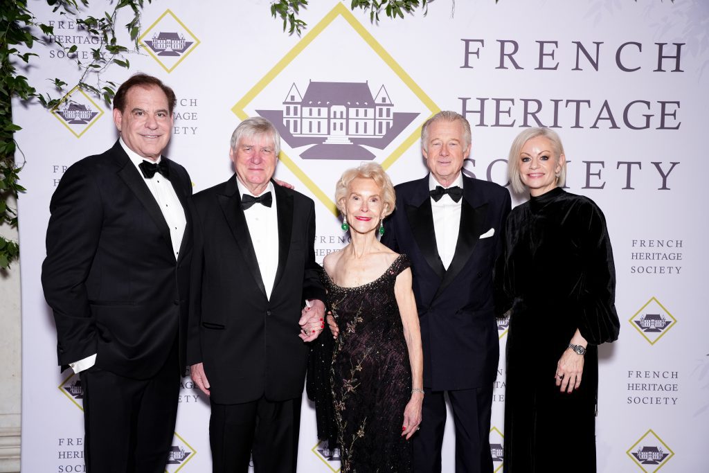 Timothy Corrigan. Denis De Kergorlay, Elizabeth Stribling, Jean Guillaume De Tocqueville and Jennifer Herlein attend French Heritage Society 2025 New York Gala on November 12, 2025. (Photo by Patrick McMullan/PMC)