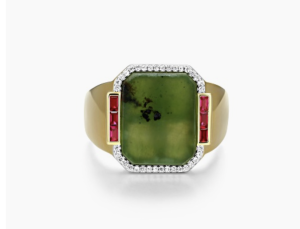 Nephrite Jade and Diamond Ring