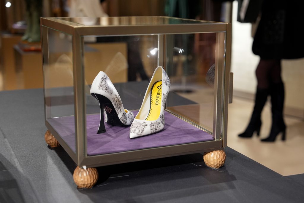 Shoes on display during the Sergio Soldano Brand Revival Event and F/W 2026 Womenswear Collection Presentation at Printemps on February 11, 2026 in New York City. (Photo by Sean Zanni/Getty Images for Sergio Soldano)